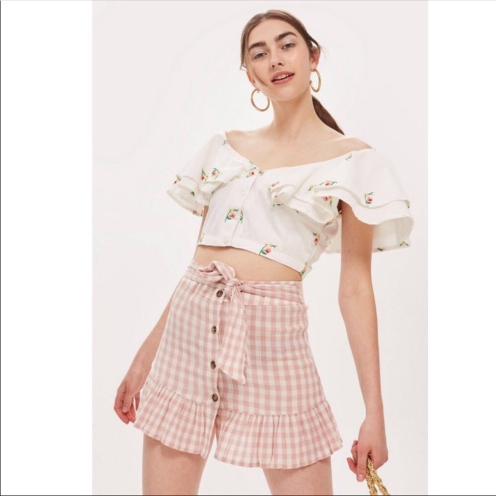 Topshop Rose Gingham Mini Skirt
